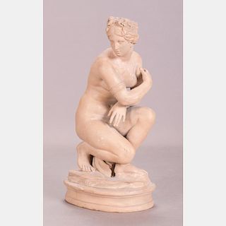 A French Terracotta Figure of a Bathing Venus, 19th Century.