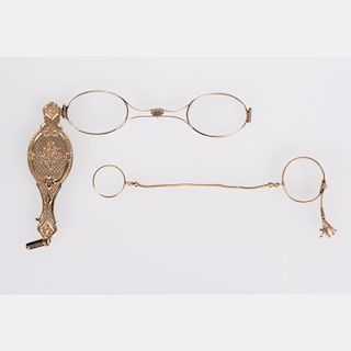 A Victorian Gold-Filled Lorgnette, 19th Century,