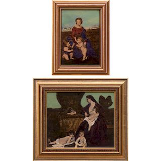 Two Painted Porcelain Plaques, 20th Century,
