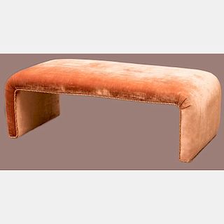 A Deco Style Velvet Upholstered Bench, 20th Century.