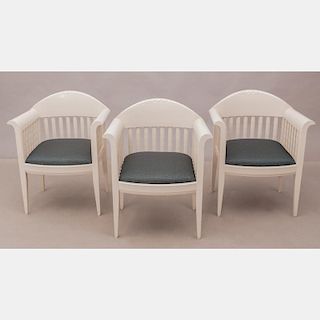 A Group of Three White Armchairs Designed by Eliel Saarinen (1873-1950) for Adelta, Finland, 1983,