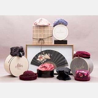 A Collection of Eight Vintage Ladies Hats with Boxes, 20th Century,