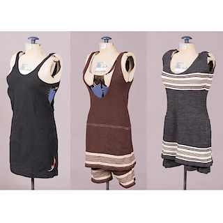 A Group of Three Vintage Wool Swimsuits, 20th Century,