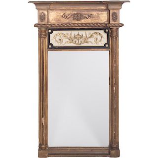 An American Federal Mirror with Eglomise Panel, 19th Century,