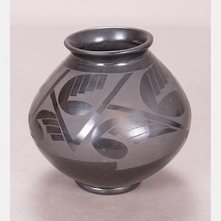A Santa Clara Style Ceramic Vase, 20th Century,