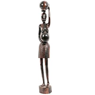 An African Carved Hardwood Fertility Figure, Democratic Republic of Congo, 20th Century.