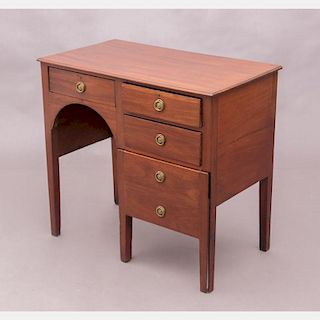 A Diminutive Georgian Style Mahogany Knee-Hole Desk, 19th Century,