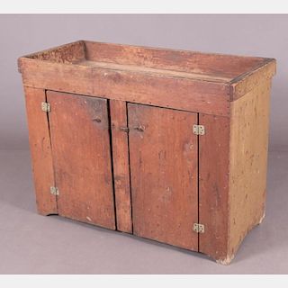 An American Painted Pine Dry Sink with Original Paint, 19th Century.