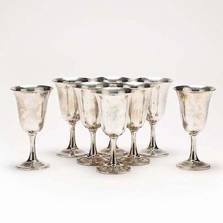 A Set of (8) Sterling Silver Goblets by Wallace 