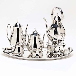 A Modernist Sterling Silver Tea & Coffee Service by Tango Aceves 