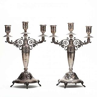 Pair of Antique Austrian Silver Candelabra 