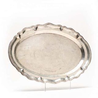 Vintage Peruvian Silver Oval Tray 