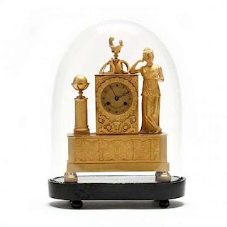 French Dore Bronze Figural Mantel Clock 