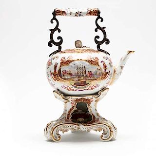 A German Porcelain Teapot and Stand 