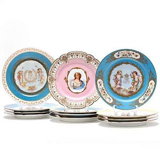 Set of TwelveChateau Des Tuileries Sevres Style Cabinet Plates  