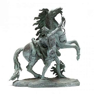 An Antique Bronze Marly Horse after Cousteau 