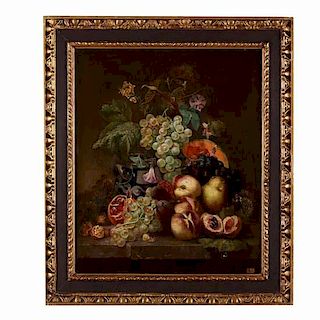 A 17th Century Dutch Still Life Painting with Fruits and Insects 