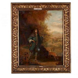 An 18th Century Sporting Portrait of a Gentleman with his Spaniel 