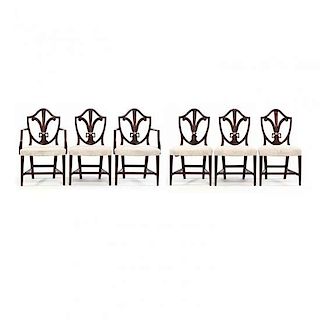 Set of Six Sheraton Style Dining Chairs 
