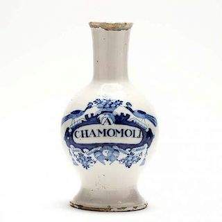 Delft Blue & White Decorated Apothecary Bottle 