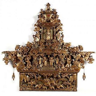 Chinese Carved Giltwood Architectural Element 
