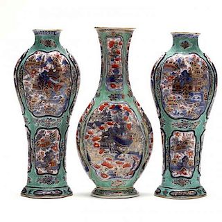 Three Chinese Matched Garniture Vases 