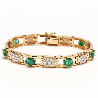 14KT Emerald and Diamond Bracelet 