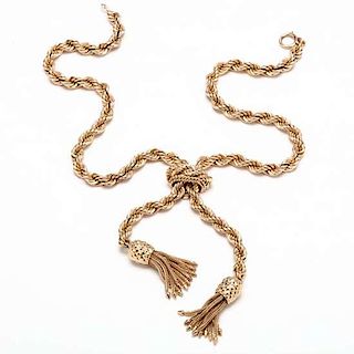 14KT Gold Slide Tassel Necklace 