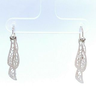 10k Filigree White Gold Earrings with 14k Wires 