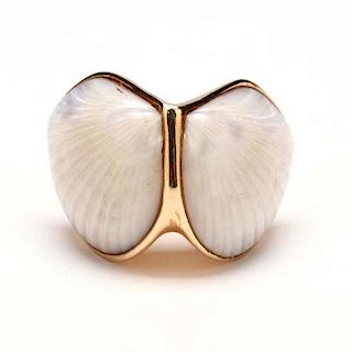 14KT Gold and Double Shell Ring, Marguerite Stix 
