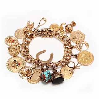 14KT Charm Bracelet with Charms 