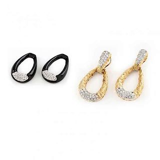 18KT Diamond and Onyx Convertible Earrings 