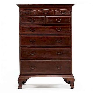Pennsylvania Chippendale Inlaid Tall Chest of Drawers 
