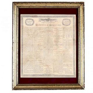 Rare Declaration of Independence Imprint on Linen 
