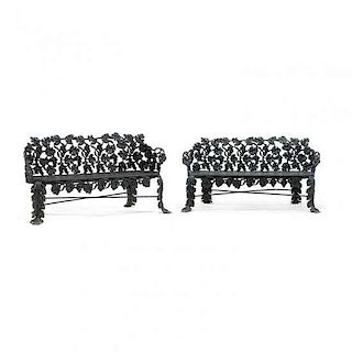 Pair of American Victorian Cast Iron Garden Benches 
