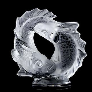 Lalique, "Two Poissons" (Double Fish) Sculpture 