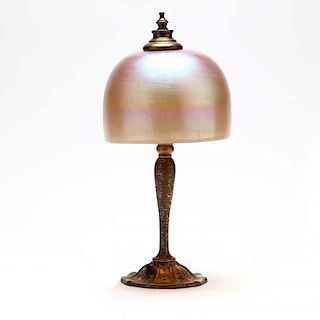 Tiffany Furnaces Enameled Gilt Bronze & Favrile Glass Lamp 