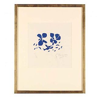 Georges Braque (Fr., 1882-1963), Fleurs Bleues, from Si je mourais là-bas(Blue Flowers, from If I Died Out There) 