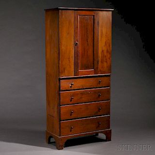 Shaker Pine Cupboard Over Four Drawers