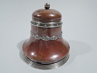Tiffany Inkwell - 6231 - Antique Inkpot - American Mixed Metal Sterling Silver