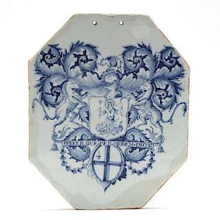 English Blue and White Porcelain Pill Tile 