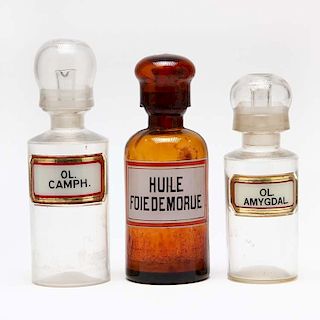 Three Apothecary Bottles for Oil 