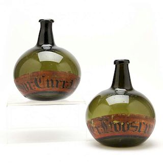 A Pair of Onion Style Glass Apothecary Bottles 