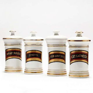 Four Similar French Apothecary Jars 