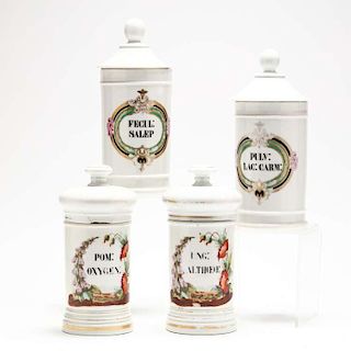 Two Pairs of French Apothecary Jars 