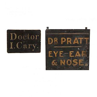 Two Physician's Painted Tin Trade Signs 