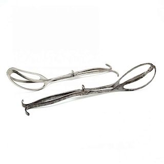 Two Pairs of Antique Steel Obstetrical Forceps 