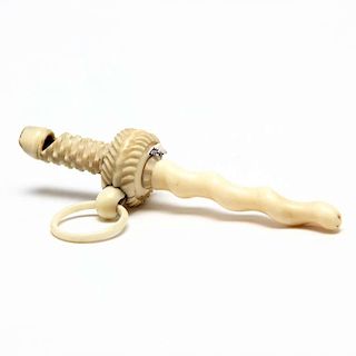 An Antique Ivory Teether & Whistle 
