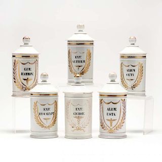 Set of Six French Apothecary Jars 