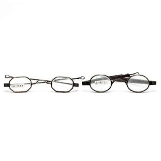 Two Pair of Antique Coin Silver Eyeglasses 